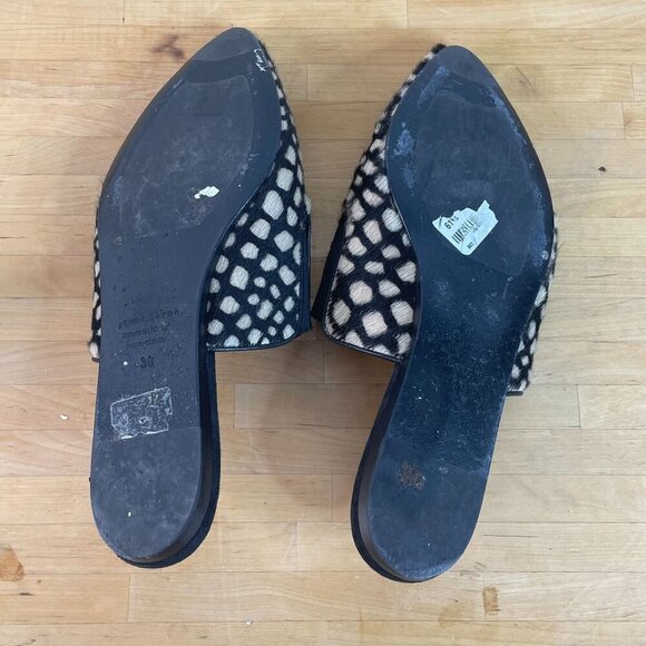 Jenni Kayne Mules Honey Giraffe Calf hair Dotted Slides Size 38 - Picture 7 of 8